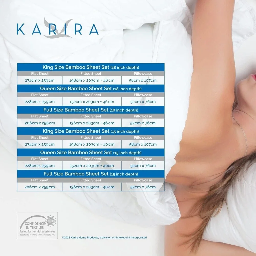 KARINA Copper Infused Bamboo Sheet Set | Antimicrobial & Cooling l Queen